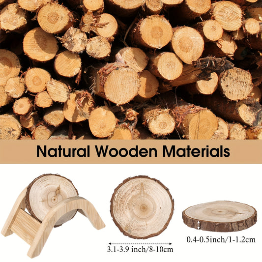 Housewarming Gifts For Home Decoration 3.15-4 Inch Wooden Slices Coasters With Bark Set Of 6 Wood Circles Coasters With Holder For Christmas Craft Farmhouse Gifts Family Table