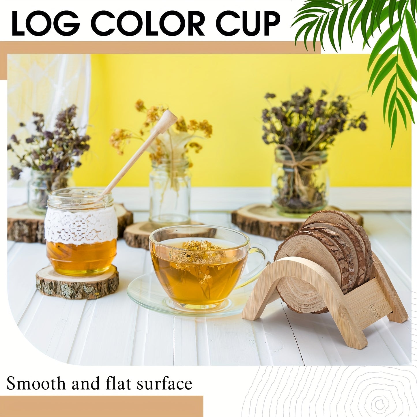 Housewarming Gifts For Home Decoration 3.15-4 Inch Wooden Slices Coasters With Bark Set Of 6 Wood Circles Coasters With Holder For Christmas Craft Farmhouse Gifts Family Table