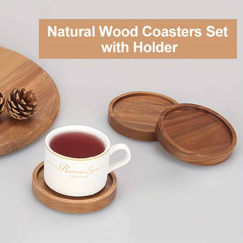 16pcs Wood Coasters for Drinks Absorbent, Drink Coasters for Coffee Table, Absorbent Coaster Set for Table Protection Drink Coasters for Farmhouse, Office, Bar