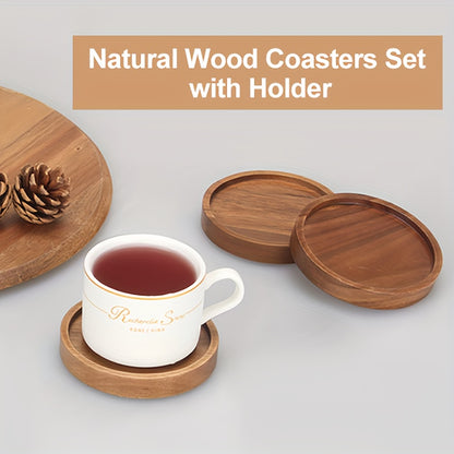 16pcs Wood Coasters for Drinks Absorbent, Drink Coasters for Coffee Table, Absorbent Coaster Set for Table Protection Drink Coasters for Farmhouse, Office, Bar
