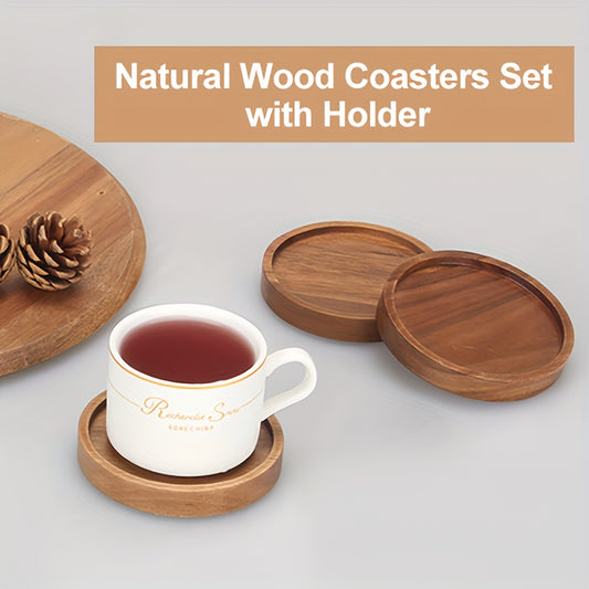 16pcs Wood Coasters for Drinks Absorbent, Drink Coasters for Coffee Table, Absorbent Coaster Set for Table Protection Drink Coasters for Farmhouse, Office, Bar