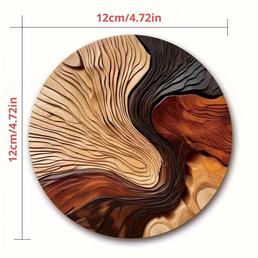 6pcs Wood Grain Boxwood Coaster - 4.72in, Retro Art Tree Knot Pattern Placemat, Wood Texture Kitchen Insulation Pad, Coffee Table Coffee Mat, Non-slip Home Office Tea Mat, Bar Placemat