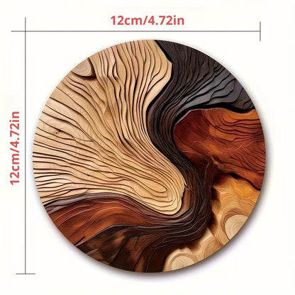 6pcs Wood Grain Boxwood Coaster - 4.72in, Retro Art Tree Knot Pattern Placemat, Wood Texture Kitchen Insulation Pad, Coffee Table Coffee Mat, Non-slip Home Office Tea Mat, Bar Placemat