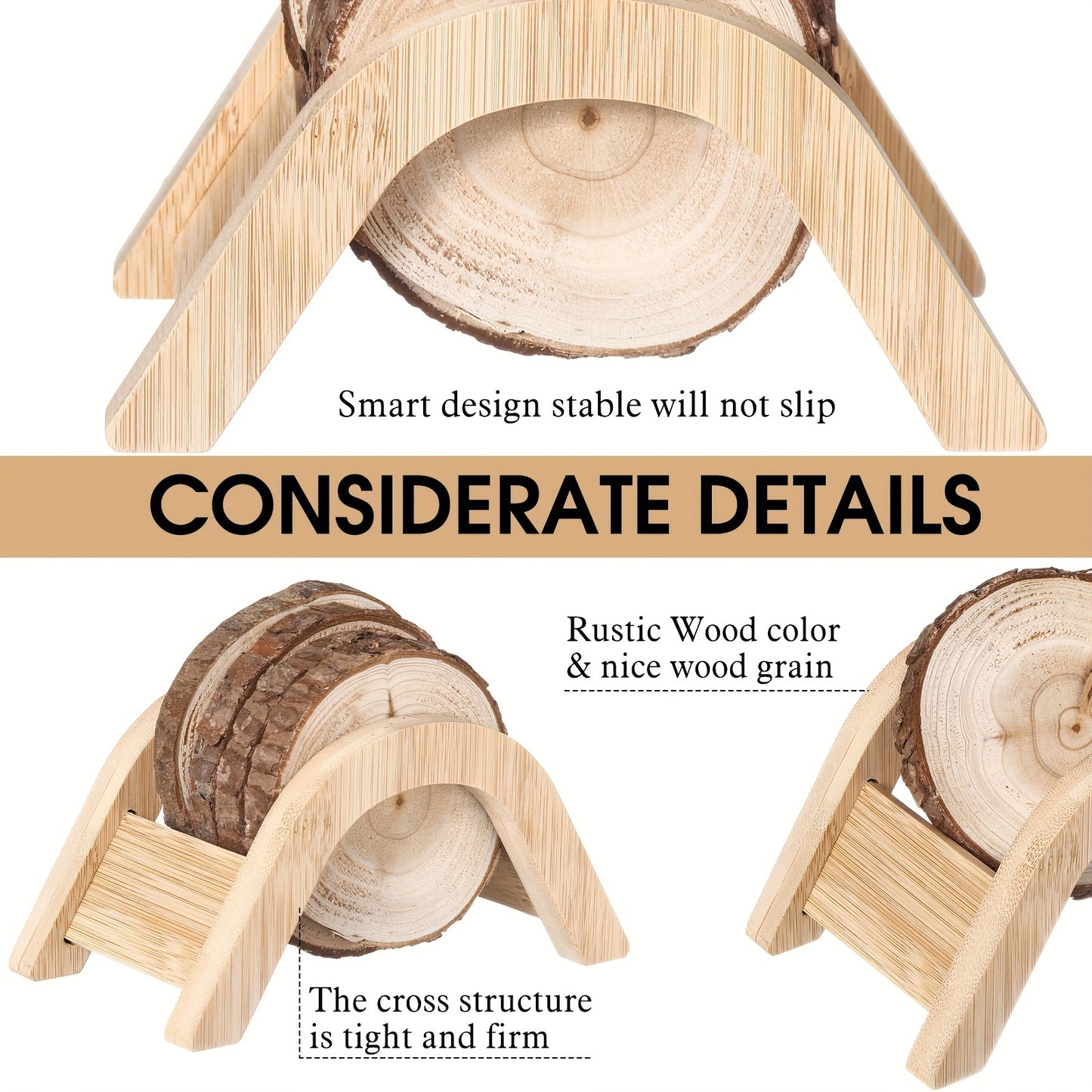 Housewarming Gifts For Home Decoration 3.15-4 Inch Wooden Slices Coasters With Bark Set Of 6 Wood Circles Coasters With Holder For Christmas Craft Farmhouse Gifts Family Table