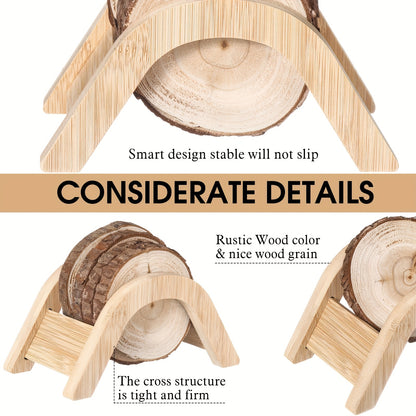 Housewarming Gifts For Home Decoration 3.15-4 Inch Wooden Slices Coasters With Bark Set Of 6 Wood Circles Coasters With Holder For Christmas Craft Farmhouse Gifts Family Table