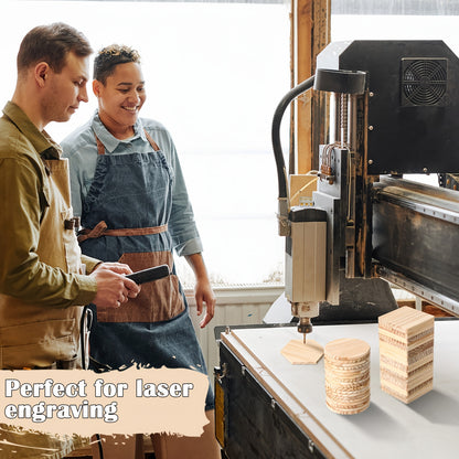 72pcs Unfinished Wood Coasters - 4 Inch Wooden Coasters for Crafts with Non Slip Foam Pad Stickers for DIY Stained Painting Engraving Home Decoration