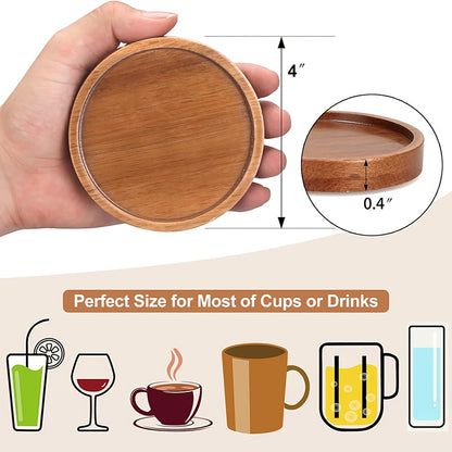 16pcs Wood Coasters for Drinks Absorbent, Drink Coasters for Coffee Table, Absorbent Coaster Set for Table Protection Drink Coasters for Farmhouse, Office, Bar